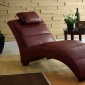 Burgundy Bonded Leather Modern Chaise Lounger w/Pillow