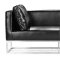 Black Bycast Leather Contemporary Bench with Metal Base