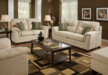 Stone Fabric Modern Casual Sofa & Loveseat Set w/Options [AFS-1070-Stone]