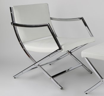 Jessy Chair in White Leather w/Optional Ottoman by Whiteline [WLCC-Jessy White]