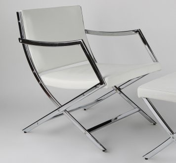 Jessy Chair in White Leather w/Optional Ottoman by Whiteline