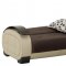 Brown Fabric & Beige Vinyl Two-Tone Modern Sofa Bed w/Options