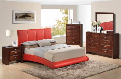 8272-R Linda-M Bedroom w/Red Bed & Optional Merlot Casegoods