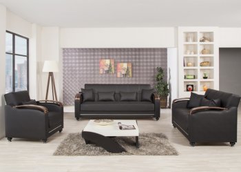 Divamax Sofa Bed in Black Leatherette by Casamode w/Options [CMSB-Divamax Zen Black]