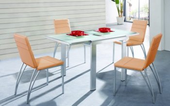 Silver Modern Dinette with Extendable Frosted Glass Top [EFDS-8862-7801]