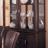 Dark Cherry Finish Buffet with Framed Glass Hutch