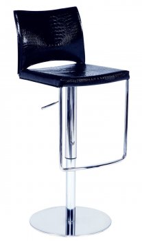 Black Crocodile Regenerated Leather & Steel Set of 2 Barstools [CYBA-0519]