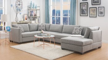 Cyclamen Sectional Sofa 53105 in Gray Linen by Acme w/Options [AMSS-53105-Cyclamen]