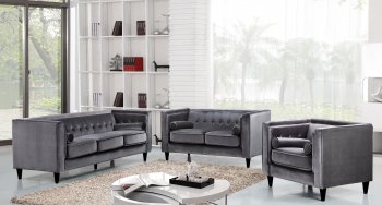 Taylor Sofa 642GRY in Grey Velvet Fabric w/Optional Items [MRS-642 Grey Taylor]