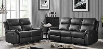 U9042 Reclining Sofa & Loveseat Set in Black PU by Global [GFS-U9042 Black]