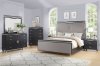 Valencia Bedroom Set 5Pc in Gray Fabric & Dark Brown w/Options