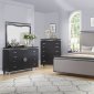 Valencia Bedroom Set 5Pc in Gray Fabric & Dark Brown w/Options