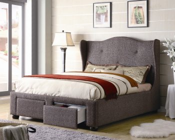 300244Q Upholstered Bed in Brown Tweed Fabric by Coaster [CRB-300244Q]