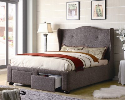 300244Q Upholstered Bed in Brown Tweed Fabric by Coaster