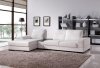 White Fabric Modern Sectional Sofa w/Moving Back & Tea Table