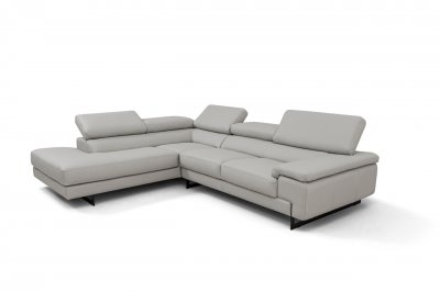 Simba Sectional Sofa in Light Gray Leather by Beverly Hills