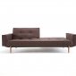 Splitback Sofa Bed in Brown w/Arms & Wooden Legs by Innovation