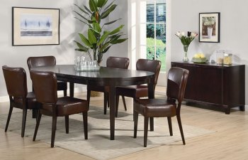 Rich Cappuccino Finish Oval Dining Table w/Optional Chairs [CRDS-176-102251]