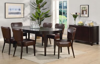 Rich Cappuccino Finish Oval Dining Table w/Optional Chairs