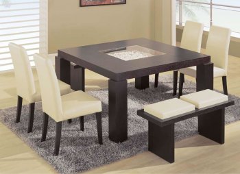 Dark Chocolate Modern Dinette W/Glass Inlay [GFDS-G021DC-CP050]