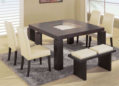 Dark Chocolate Modern Dinette W/Glass Inlay