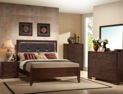 B201 Bedroom Set in Brown Cherry w/Options