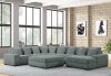 Bella Sectional Sofa in Gray Corduroy Fabric w/Optional Ottoman