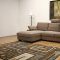 Tan Twill Fabric Modern Sectional Sofa w/Black Wooden Legs