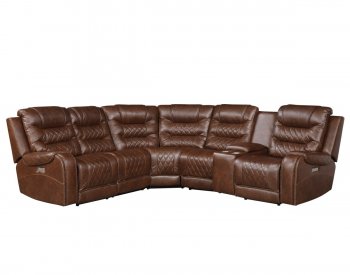 Putnam Power Motion Sectional Sofa 9405 in Brown by Homelegance [HESS-9405BR-6LRRR Putnam Brown]