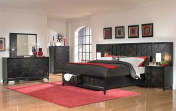 Ebony Finish Contemporary Bedroom w/Hidden Drawer [HEBS-836PL-Balboa Square]