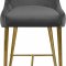 Owen Counter Stool 745 Set of 2 Grey Velvet Fabric by Meridian