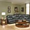 Transitional Black Bonded Leather Sectional w/Recliner Mechanism