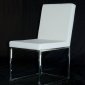 White Leather Match Set of 4 Modern Dining Chairs w/Metal Legs