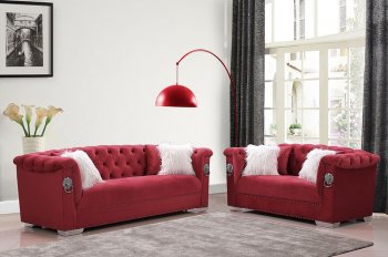 LCL-005 Sofa & Loveseat Set in Red Velvet [BDS-LCL-005 Red]