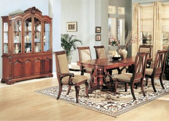 Brown Finish Classic 7Pc Dining Set w/Optional Chairs & Buffet [YTDS-8190-Charlene]