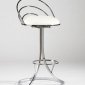 Chrome Metal Base & White Vinyl Seat Modern Swivel Barstool