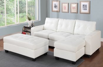 2513 Sectional Sofa Set in White Bonded Leather Match PU [EGSS-2513]