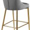 Karina Counter Stool 789 Set of 2 Grey Velvet Fabric - Meridian