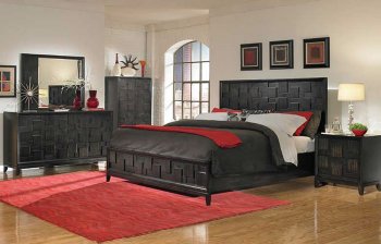 Ebony Finish Contemporary Bedroom w/Optional Case Goods [HEBS-836-Balboa Square]