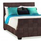 Cappuccino Finish Modern Bed With Sea Grass Weaving Details