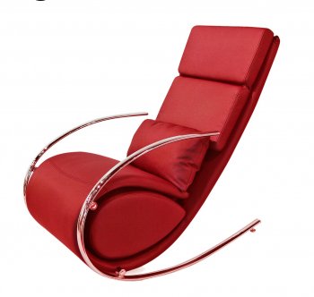 Chloe Rocker Chair & Ottoman in Red Leatherette by Whiteline [WLCC-Chloe Red]