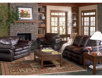 Brown Leather Vinyl Contemporary Living Room w/Double Soft Arms [CRS-271-501251]