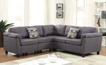 Cleavon Sectional Sofa 51550 in Gray Linen Fabric by Acme [AMSS-51550 Cleavon]