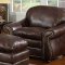 Brown Bonded Leather Contemporary Sofa w/Optional Chair