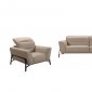 Evora Sofa & 2 Chairs Set in Taupe Leather by VIG