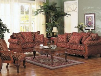 Floral Chenille Fabric Two-Tone Traditional Sofa w/Options [AMS-05615-Georgian]