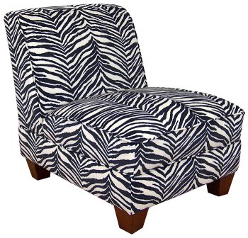 Black & White Zebra Fabric Modern Armless Chair w/Wooden Legs [PMCC-85-Zebra]