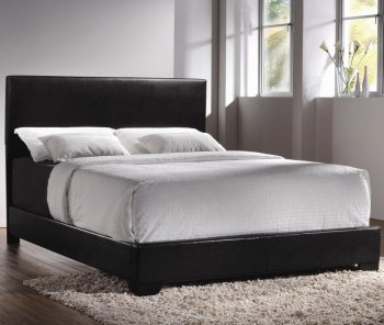 300260Q Upholstered Bed in Black Faux Leather by Coaster [CRB-300260Q]