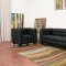 Black Leather Modern Sofa & Chair Set w/Wood Legs