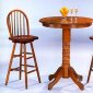 Oak Finish Stylish Round Bar Table w/Pedestal Base